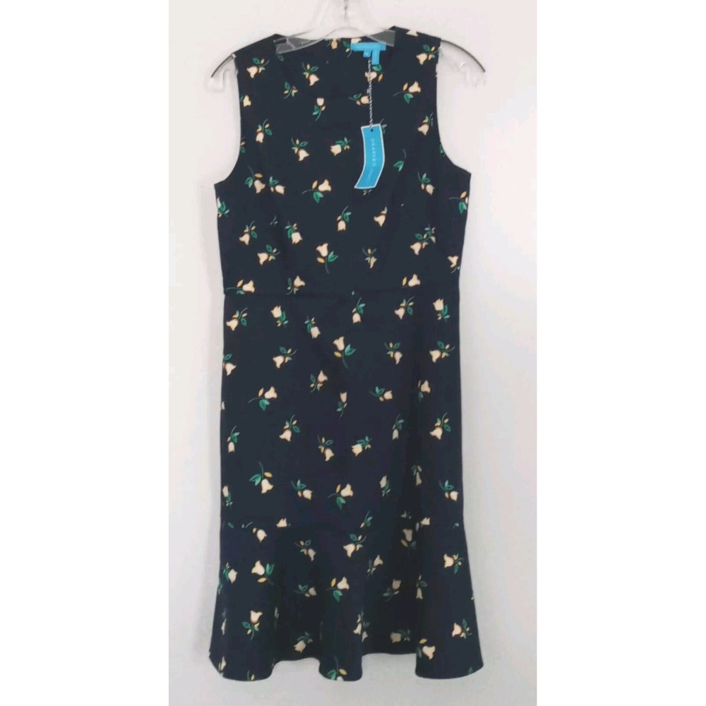 Draper James Dress Women's Size 8 NEW Navy Floral Sheath Sleeveless Yellow Tulip